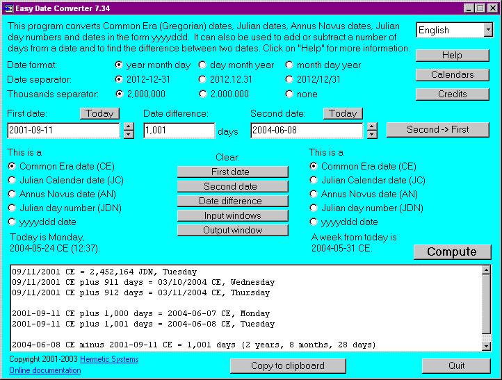 Easy Date Converter Screenshot